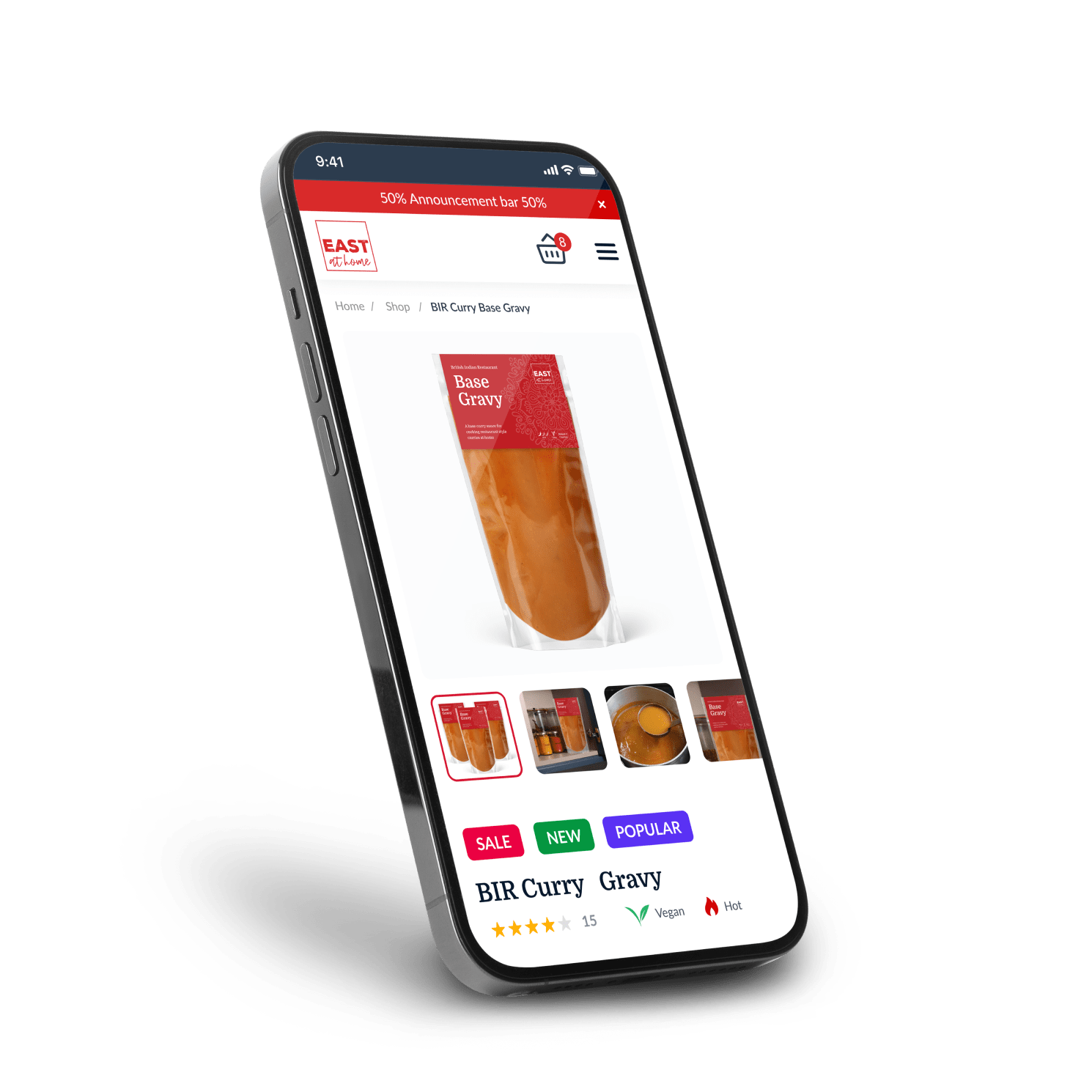 Mobile view of product page